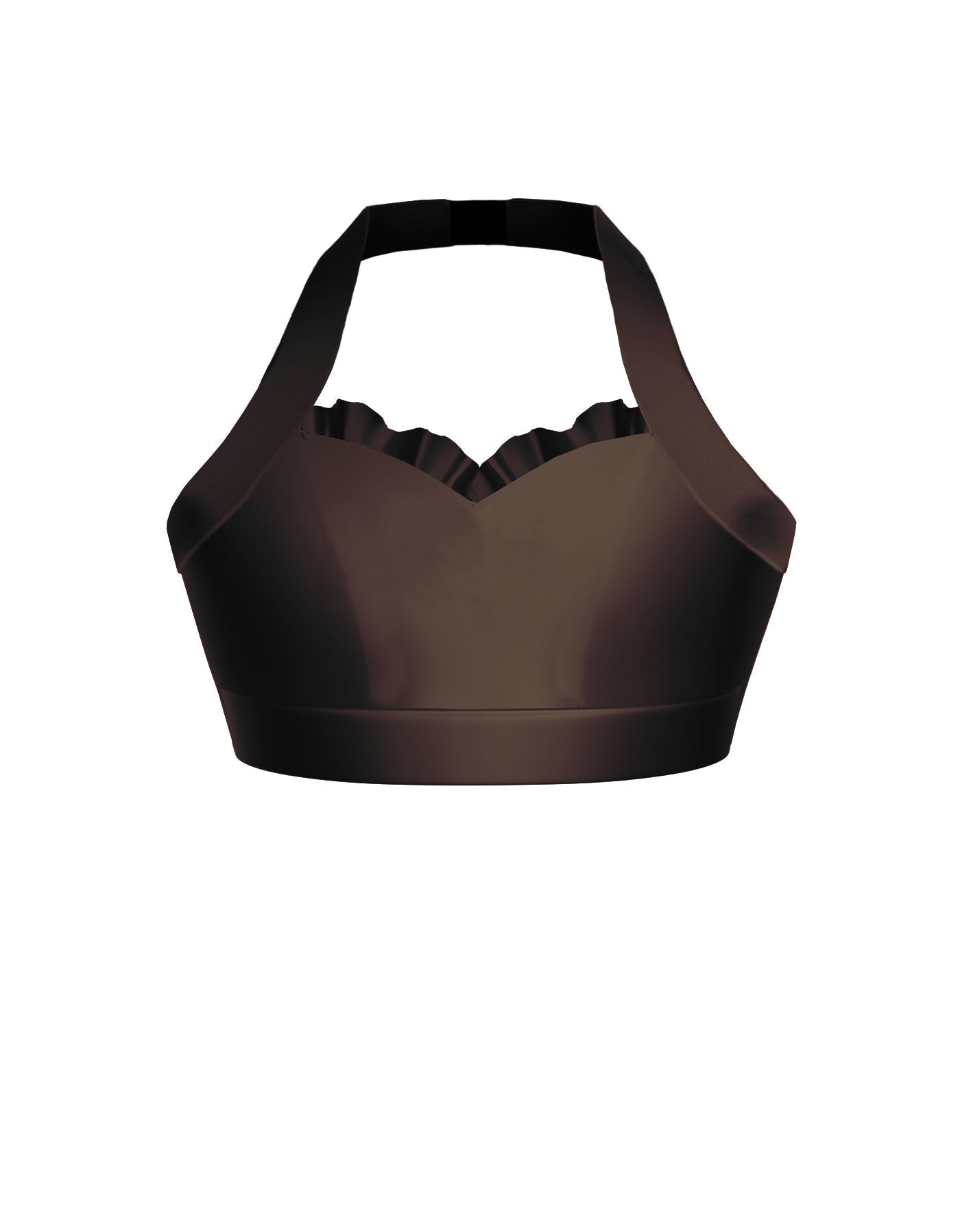Solid Lycra Halter Sweetheart Bra with Ruffle