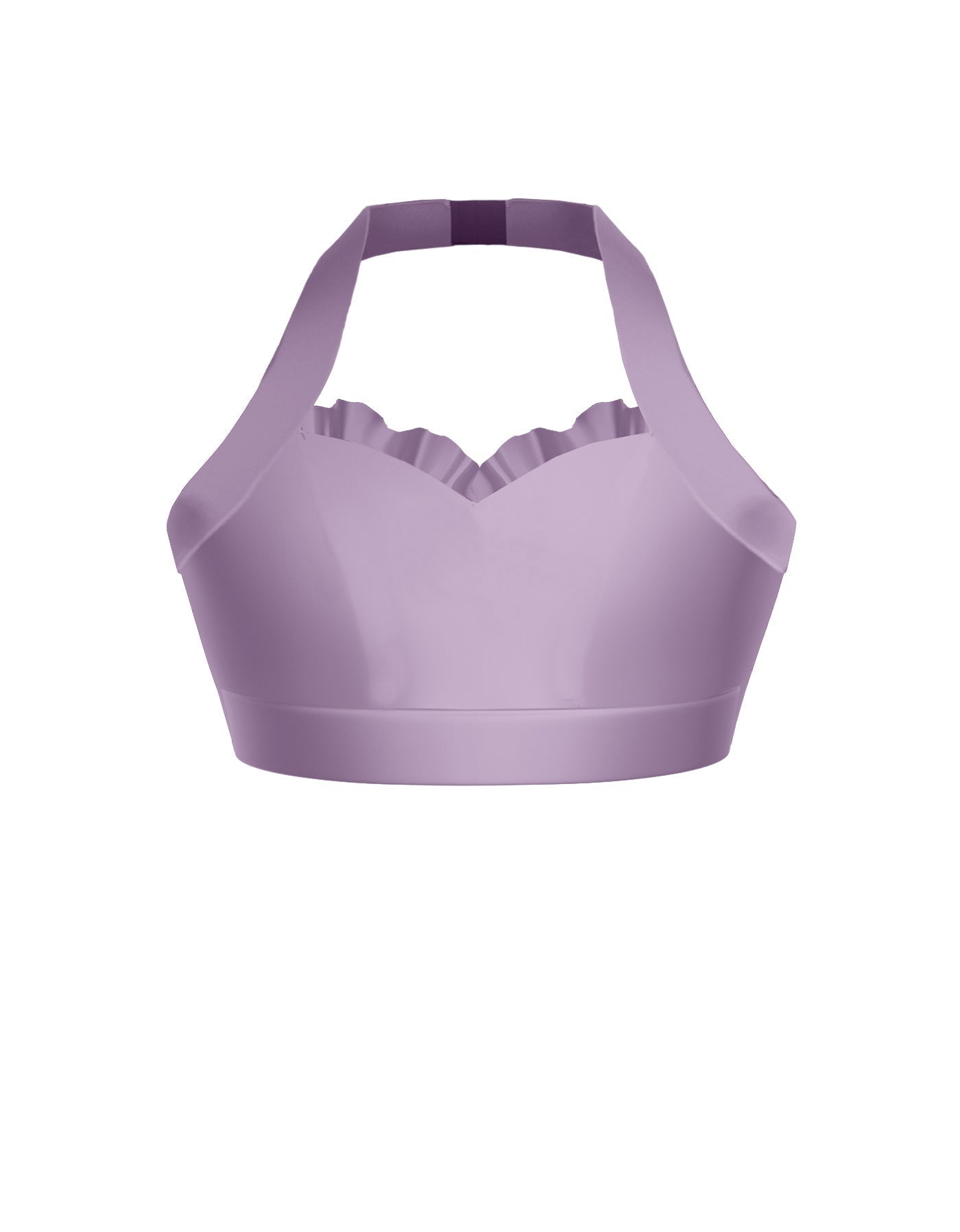 Solid Lycra Halter Sweetheart Bra with Ruffle