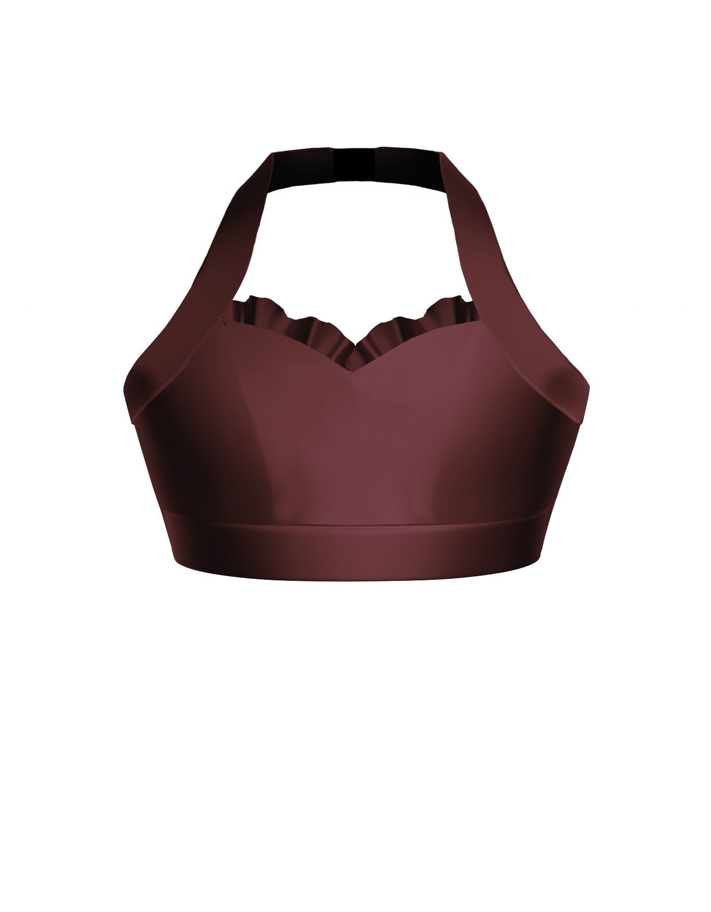Solid Lycra Halter Sweetheart Bra with Ruffle