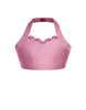 Solid Lycra Halter Sweetheart Bra with Ruffle