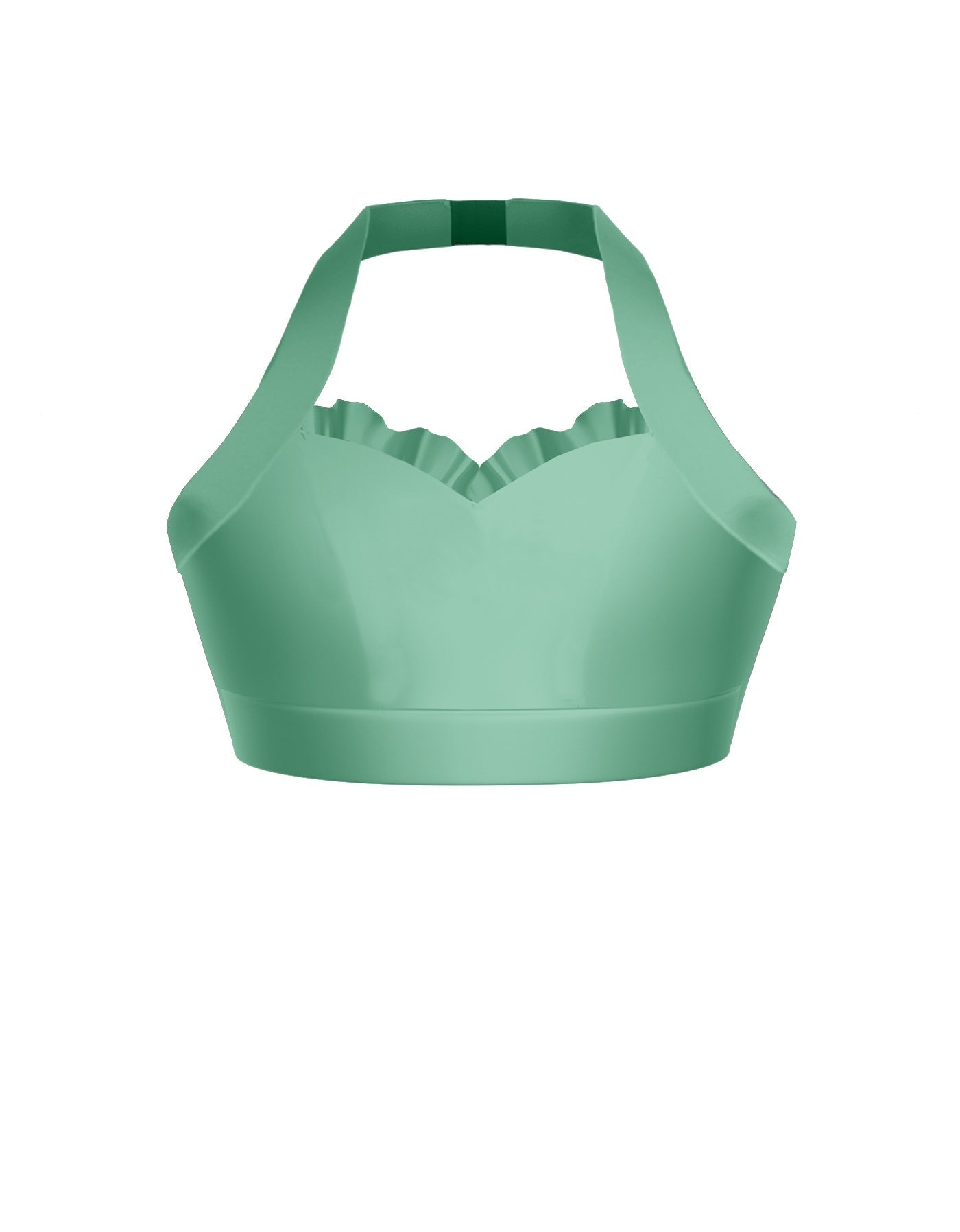 Solid Lycra Halter Sweetheart Bra with Ruffle