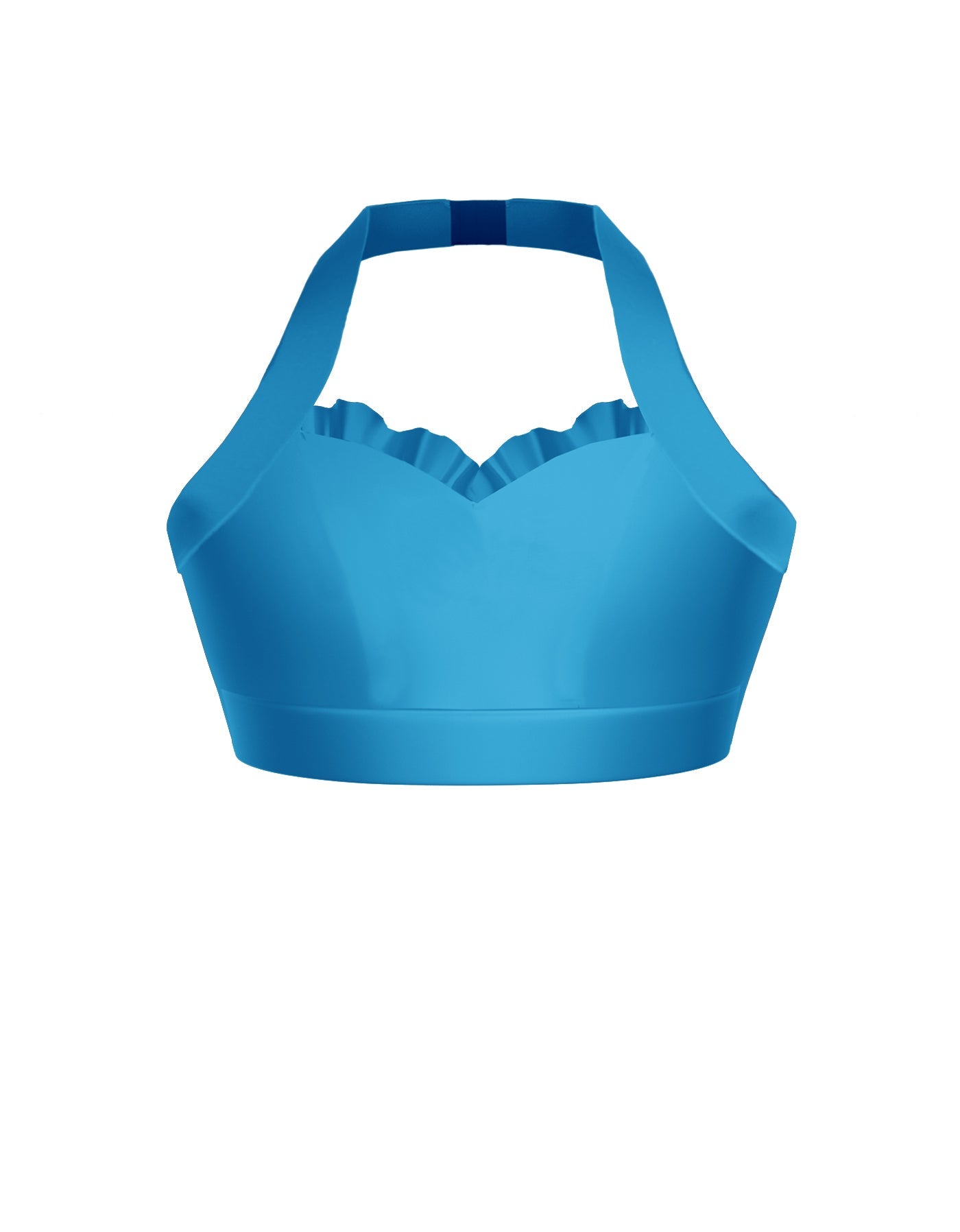 Solid Lycra Halter Sweetheart Bra with Ruffle
