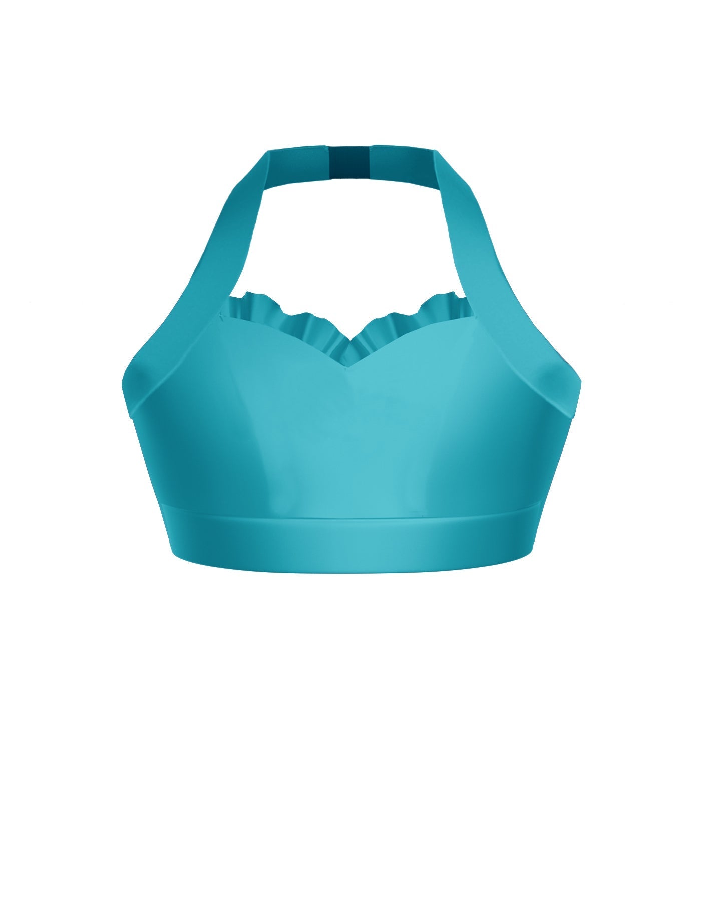 Solid Lycra Halter Sweetheart Bra with Ruffle