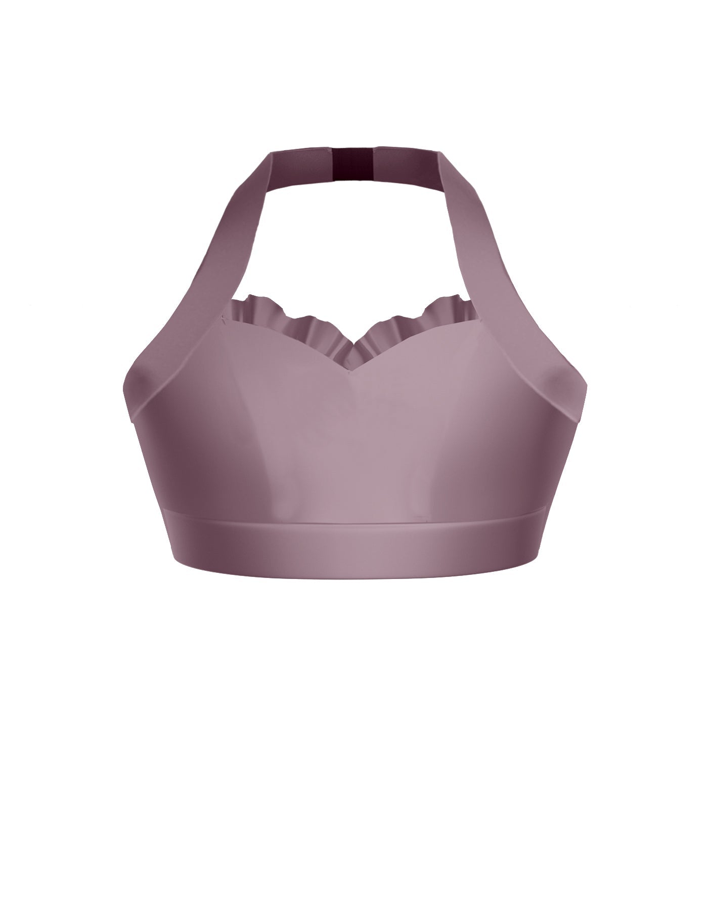 Solid Lycra Halter Sweetheart Bra with Ruffle