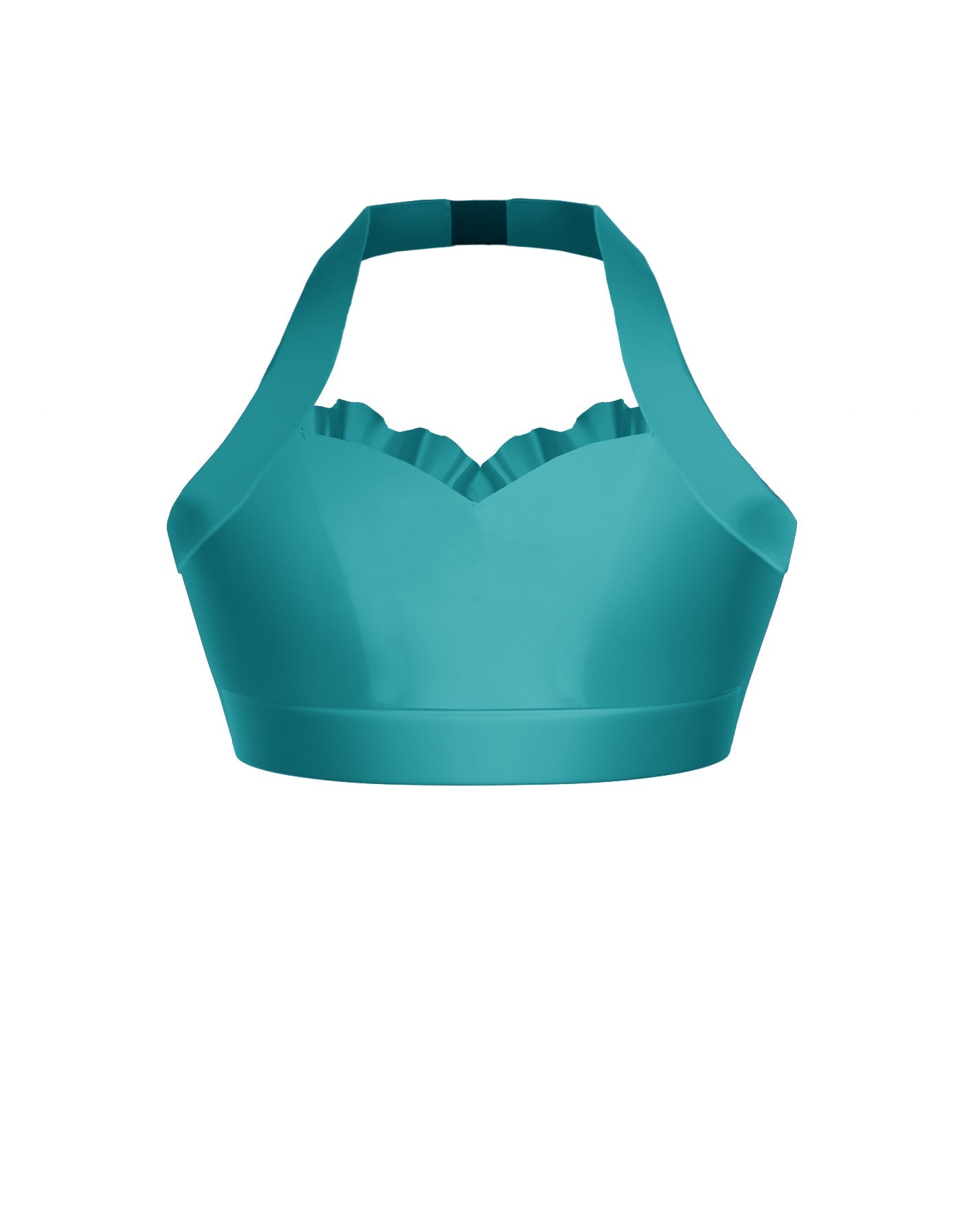 Solid Lycra Halter Sweetheart Bra with Ruffle