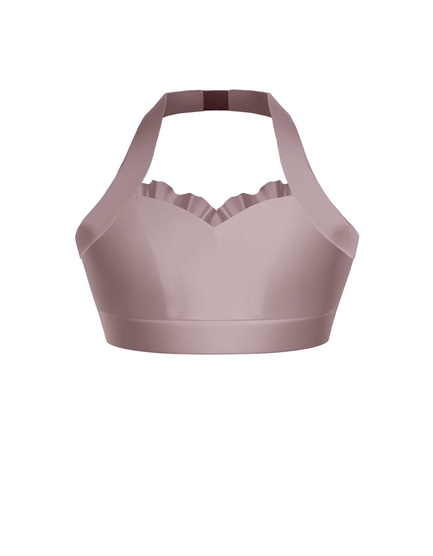 Solid Lycra Halter Sweetheart Bra with Ruffle