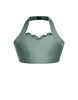 Solid Lycra Halter Sweetheart Bra with Ruffle