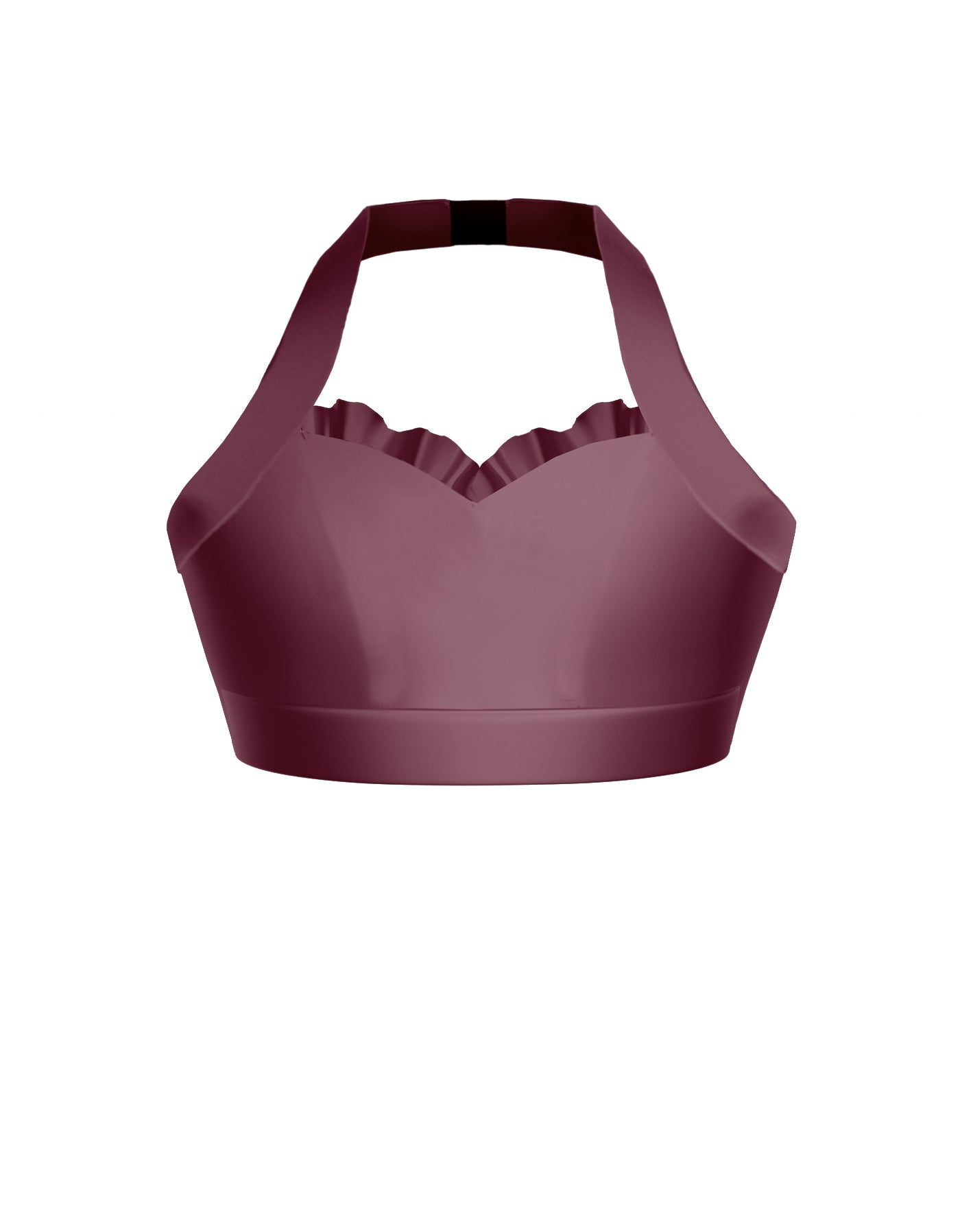 Solid Lycra Halter Sweetheart Bra with Ruffle