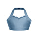 Solid Lycra Halter Sweetheart Bra with Ruffle