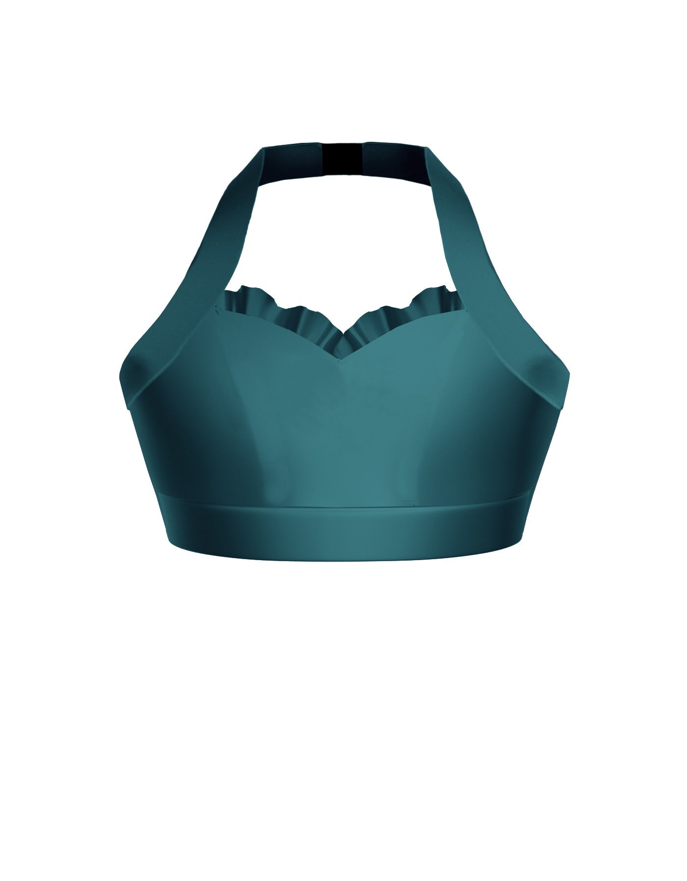 Solid Lycra Halter Sweetheart Bra with Ruffle