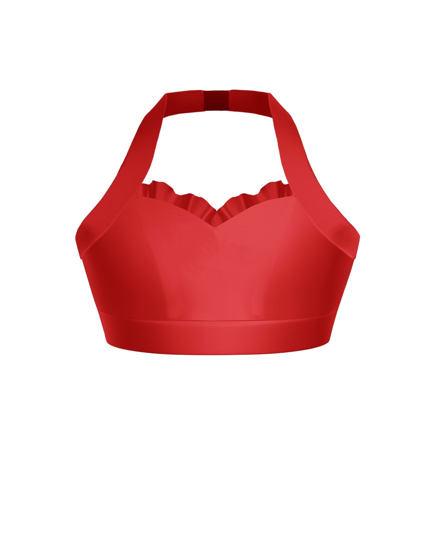 Solid Lycra Halter Sweetheart Bra with Ruffle