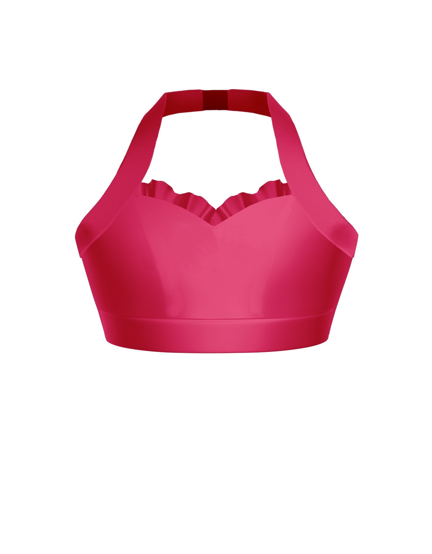 Solid Lycra Halter Sweetheart Bra with Ruffle