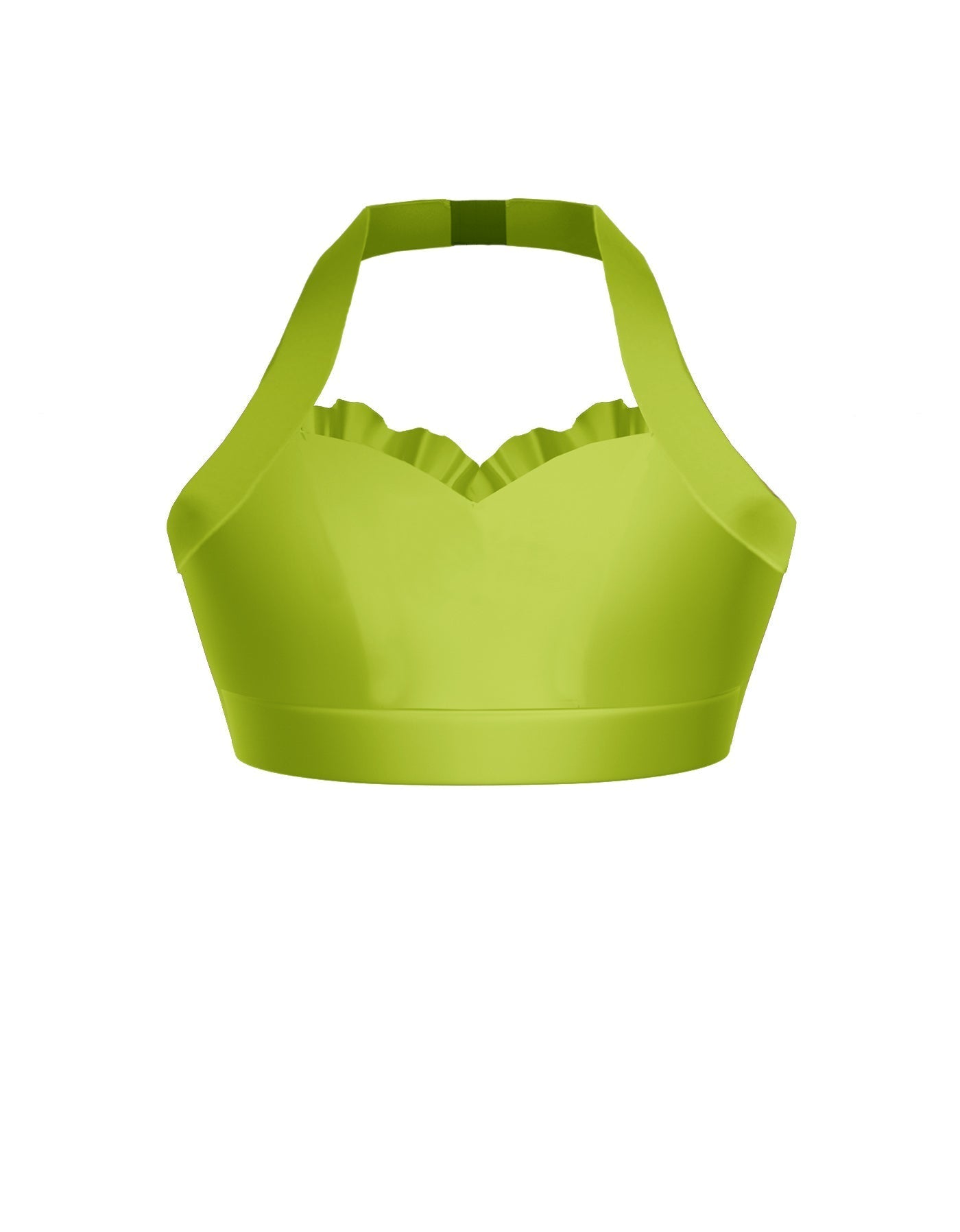 Solid Lycra Halter Sweetheart Bra with Ruffle