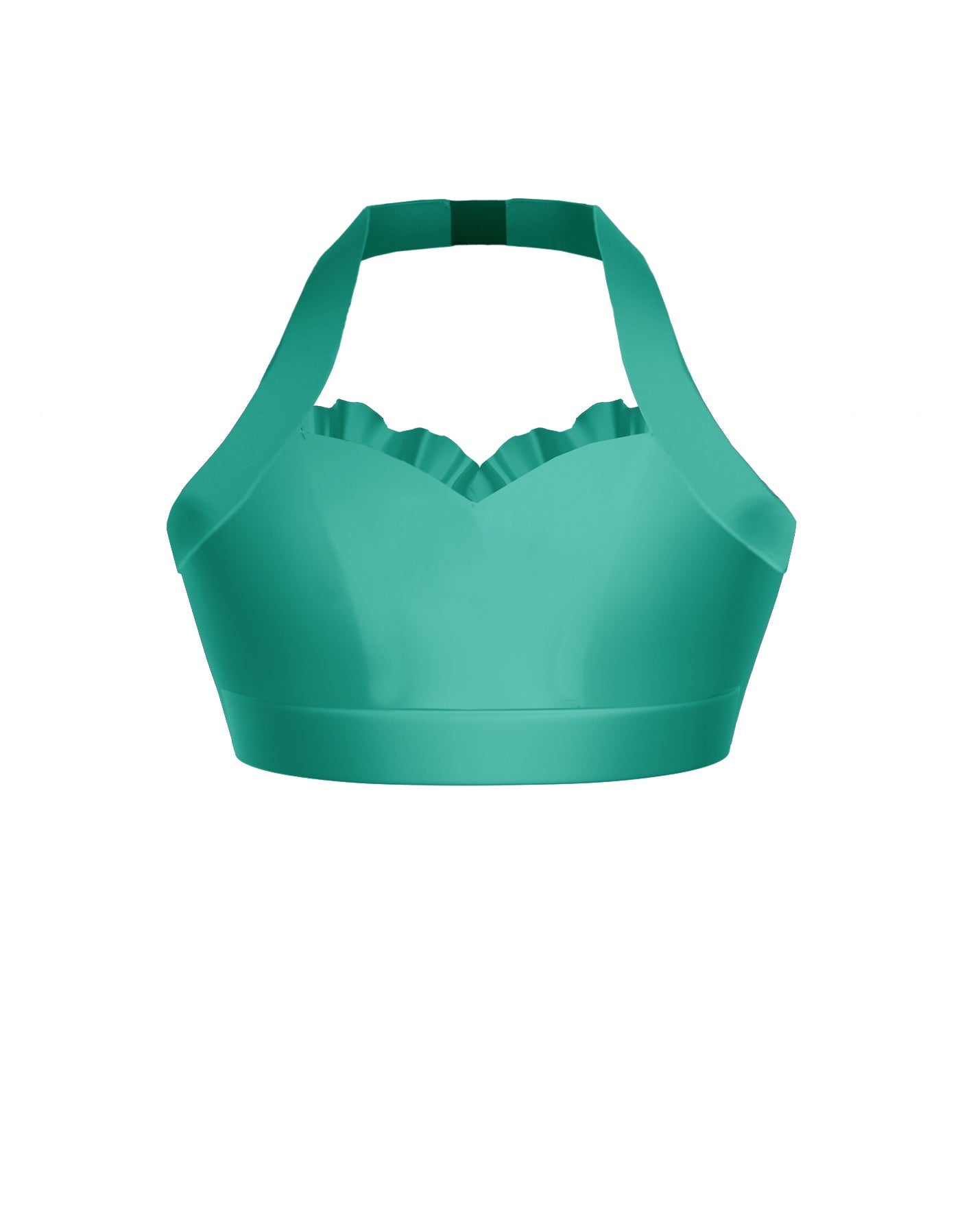 Solid Lycra Halter Sweetheart Bra with Ruffle