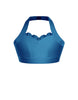 Solid Lycra Halter Sweetheart Bra with Ruffle