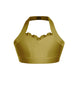 Solid Lycra Halter Sweetheart Bra with Ruffle
