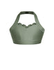 Solid Lycra Halter Sweetheart Bra with Ruffle