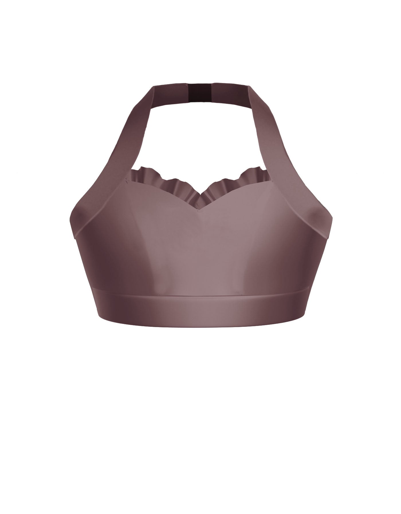 Solid Lycra Halter Sweetheart Bra with Ruffle