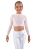 Solid Lycra LS Crew Neck Crop Top