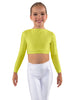 Solid Lycra LS Crew Neck Crop Top