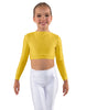 Solid Lycra LS Crew Neck Crop Top