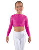 Solid Lycra LS Crew Neck Crop Top
