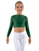 Solid Lycra LS Crew Neck Crop Top