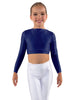 Solid Lycra LS Crew Neck Crop Top