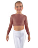 Solid Lycra LS Crew Neck Crop Top