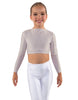 Solid Lycra LS Crew Neck Crop Top