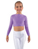 Solid Lycra LS Crew Neck Crop Top