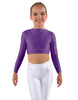 Solid Lycra LS Crew Neck Crop Top