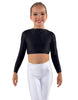 Solid Lycra LS Crew Neck Crop Top