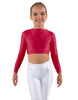 Solid Lycra LS Crew Neck Crop Top