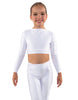 Solid Lycra LS Crew Neck Crop Top