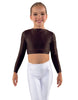 Solid Lycra LS Crew Neck Crop Top