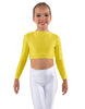 Solid Lycra LS Crew Neck Crop Top