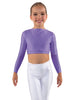Solid Lycra LS Crew Neck Crop Top