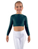 Solid Lycra LS Crew Neck Crop Top