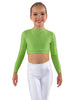 Solid Lycra LS Crew Neck Crop Top