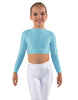 Solid Lycra LS Crew Neck Crop Top