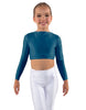 Solid Lycra LS Crew Neck Crop Top
