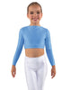 Solid Lycra LS Crew Neck Crop Top