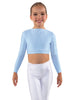 Solid Lycra LS Crew Neck Crop Top