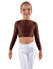 Solid Lycra LS Crew Neck Crop Top