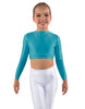 Solid Lycra LS Crew Neck Crop Top