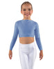 Solid Lycra LS Crew Neck Crop Top