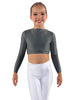 Solid Lycra LS Crew Neck Crop Top