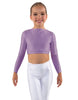 Solid Lycra LS Crew Neck Crop Top