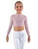 Solid Lycra LS Crew Neck Crop Top
